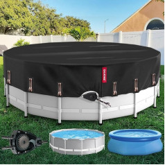QH.HOME 16ft Round Pool Cover with Quick Tightening Patented Ratchet, Solar Pool Covers for Above Ground Pools, One-Piece Tear-Resistant Swimming Pool Cover Protection with Improved