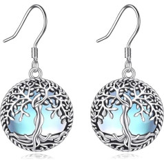 Sloth, Elephant, Tree of Life, Mushroom, Flamingo, Snake Earrings, Sterling Silver Hanging Moonstone Earrings, Jewellery Gift for Women