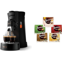 Philips Senseo Select Coffee Pod Machine Bundle with 66 Coffee Pods, 3 Coffee Specialities, Memo Function, Crema Plus, Intensity Plus, Made of Recycled Plastic, 0.9 L, Black (CSA240/60)