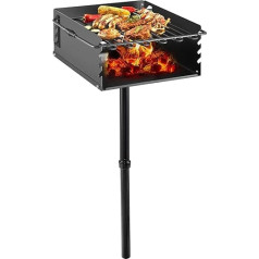 BuoQua Park-Like Outdoor Park-Like Charcoal Grill 16 x 16 Inch Floor Column, Barbecue Trolley Charcoal Stainless Steel Lightweight Grill Lid Accessories Barbecue Device for Steaks Chicken Burgers at