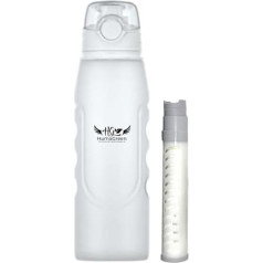 Humagreen Portable Reusable Water Filter Bottle for Travel, Hiking, Trekking, Camping, Survival, Lightweight, Foldable and Durable, White