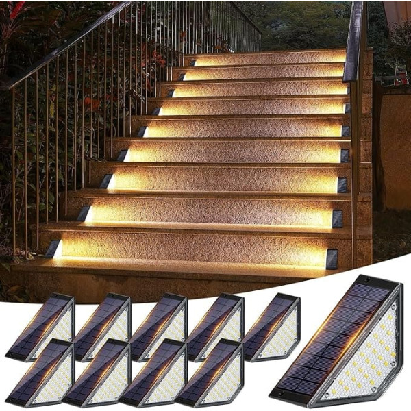 Solar Lights for Outdoor Garden, LED Garden Lights for Courtyard Decoration, Patio, Fence, Pathway, Steps and Stairs, LED Path Lights, IP65 Waterproof, Outdoor Balcony Floor, Pack of 10