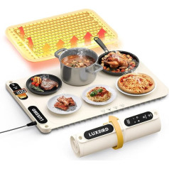 Luxbird Electric Food Warmer Tray with Temperature Control and Timer, High Quality Silicone Pad, Ideal for Home, Kitchen, Buffet, Party Use (Cream)