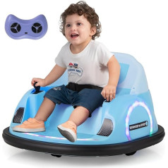 FANTASK Car Scooter for Children, Electric Bumper Car with Flashing LED Lights & Remote Control & Music & 360 Degree Rotation, Children's Scooter for Children from 18 Months (Blue)