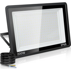 Jefedana 200 W LED Outdoor Spotlight, 20000 LM Super Bright LED Outdoor Spotlight, 6500 K Cool White LED Spotlight, Outdoor Lamps, IP66 Waterproof Outdoor Lamp for Garden, Courtyards, Garage, Hotel,