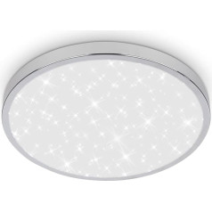 BRILONER - LED Bathroom Ceiling Light with Indirect Light, IP44 Splash Protection, Neutral White Light Colour, Ceiling Light, Bathroom Lamp, Kitchen Lamp, Wet Room Light, 24 x 6 cm, Chrome