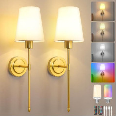 Gaethra Wall Light Without Power Connection, Wall Lamp Battery with Rechargeable Bulb, 6000 mAh LED Wall Light Wireless, Battery Wall Light Indoor with Remote Control, RGB Dimmable, for Hallway Living