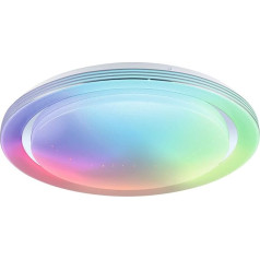 Paulmann 70547 LED Ceiling Light Rainbow with Rainbow Effect Including 1x 38.5 W Dimmable DynamicRGBW Colour Control Chrome, White Plastic, Metal 3000 K