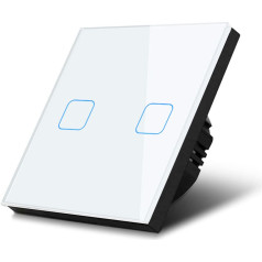 Skārienjutīgs gaismas slēdzis, dubultstikls, balts, ar kvadrātveida apgaismotu pogu, MCE703W