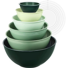 Greentainer Salad Bowl Set with Lid, 12-Piece Plastic Mixing Bowl, Stackable Mixing Bowls with Lids for Kitchen, Large Bowl Set, Serving Bowls Ideal for Mixing and Serving