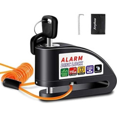 Anykuu Brake Disc Lock Motorcycle Lock Alarm 110 dB Loud Disc Lock Brake Lock with 1.5 m Memory Cable and Lock Pocket Alarm Lock for 7 mm Thick Brake Disc Motorcycle Bicycle