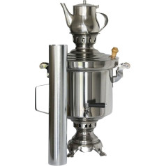 Russian, Turkish Stainless Steel Charcoal Samovar 5 Litres with 1 litre teapot
