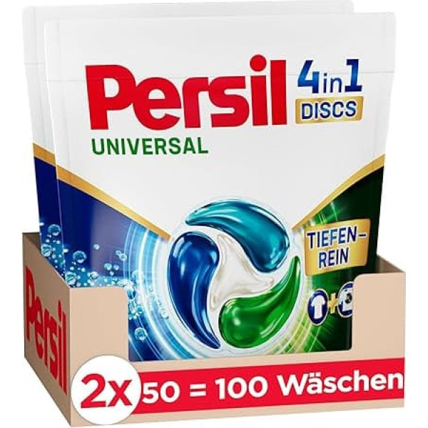 Persil Universal 4-in-1 Discs (100 Washes), Universal Detergent with Deep Clean Technology, Full Detergent for Pure Laundry and Hygienic Freshness for the Machine