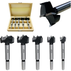 NORTOOLS Forstner Drill Bit Set Hole Drill 5 Pieces Carbon Steel Wood Drill Set with Centring Point Woodworking Multi-Purpose Drill 15-35 mm