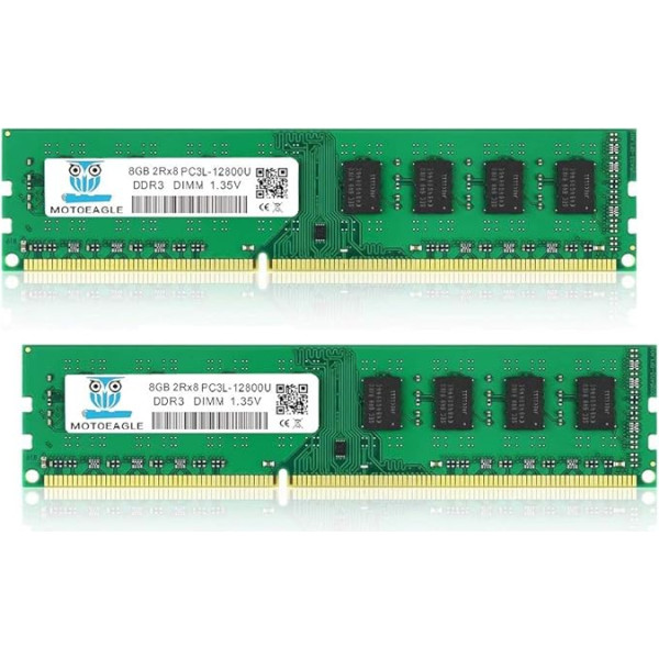 DDR3L-1600 UDIMM 16GB Kit (2x8GB) PC3L 12800 8GB Unbuffered Non-ECC 1.35V CL11 2Rx8 PC3 PC3L 12800U DDR3 DDR3L 1600MHz Dual Rank 240-Pin Desktop Memory