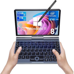 KOOSMILE 8 Inch Touchscreen Laptop, Mini Laptops 2 in 1 Laptop with Keyboard 12 GB LPDDR5-RAM, 512 GB/1 TB SSD, Wi-Fi 6, BT 5.2, HDMI, 2 MP Camera, Convertible Notebook (N150-12GB+1TB)