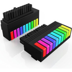 Rainbow ARGB ATX 24 Pin 90 Degree Power Supply Adapter RGB Power Adapter for PC Motherboard Female to Male Power Connector PC Power Supplies