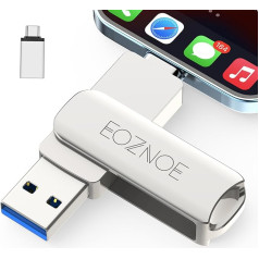 EOZNOE USB Stick 128GB for iPhone, External Memory Stick for Storing More Photos and Videos. Metal USB Photo Stick for iPhone, High Speed Compatible with iPhone/Android/PC