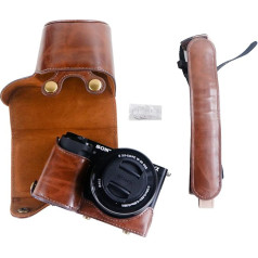 Rieibi ZVE10 Case - Quality PU Leather Case for Sony ZV-E10 Mirrorless Digital Camera - Grip Protective Case with Strap for Sony ZVE10, coffee, Cosmetic case