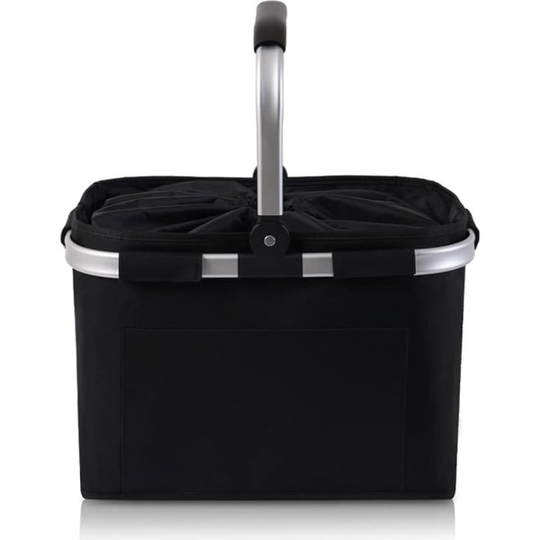 Diurwur® Foldable Carry Basket, 30 L Shopping Basket with Lid, Large Picnic Basket with Padded Handles, Folding Basket, Shopping Bag with Aluminium Frame, Sturdy Basket, Ideal for Travel, Picnic