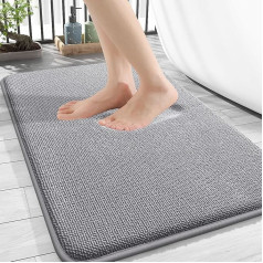 Homaxy Memory Foam Bathroom Rug Soft Bath Mat Non-Slip Washable Thick Bath Mat Absorbent Bath Rug Shower Mat for Bathroom - 40 x 60 cm, Grey