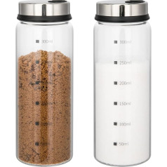 aiface Spice Jars with Twist Lid, Pack of 2, Borosilicate Glass Spice Jars, 300 ml Spice Shaker with 4 Types of Spice Holes for Spices or Herbs in the Kitchen or Outdoor Barbecue