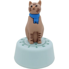 Ranvi Timer Cat Shaped Time Manager Mechanical Kitchen Timer, Suitable for Kitchen, Learning, Daily (Brown)