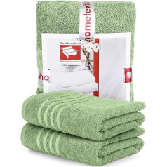 DecoHomeTextil Hand Towel Set 2 Bath Towels 70 x 140 cm in Sage Green 100% Cotton High Quality Cuddly Soft and Absorbent