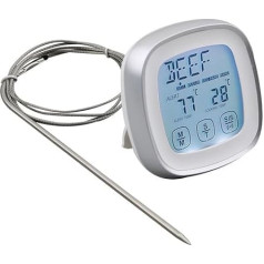DollaTek Meat Thermometer, Instant Read Food Thermometer, Digital Cooking Thermometer with Timer Alarm Probe for Oven, Kitchen, Barbecue, Smoker (Silver)