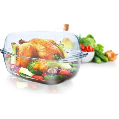 XXL Glass Roasting Dish 7.0 L with Lid Made of Heat-Resistant Glass Roasting Dish Casserole Dish Glass Cookware Oven Dish