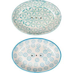 Tranquillo Lou & Ollo Soap Dishes Ceramic 14 x 9.5 x 2 cm Set of 2