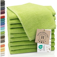 ZOLLNER Guest Towels, Set of 10, Soft and Absorbent, Washable at up to 95 °C, Cotton, 30 x 50 cm, Green