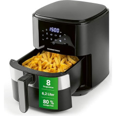 GOURMETmaxx Digital Hot Air Fryer XL 6.2 L, Airfryer with Timer Function and Touch Display, Low Odour, Low Fat & Energy-Saving, Almost Without Oil, 8 Programmes, 1500 W