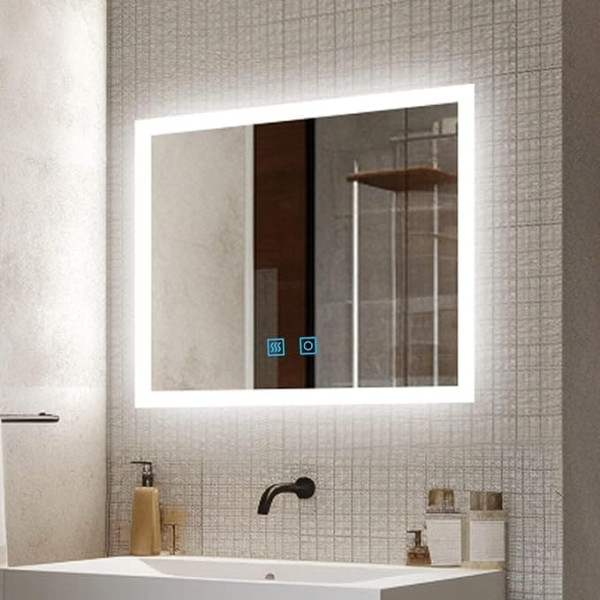 Bathroom Mirror with Lighting Dimmable Cool White Warm White with Memory Function 60 x 50 50 x 60 cm LED Bathroom Mirror with Touch Switch Anti-Fog Bathroom Mirror Horizontal Vertical