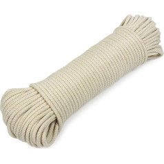 Natural Braided Cotton Clotheslines, Outdoor Clotheslines and Pulley Lines, Multipurpose Cotton Rope for Garden, Craft, Art, Camping, 4mm x 30m