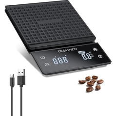 Diceaynico Digital Coffee Scale with Timer, 3kg Capacity, Accurate to 0.1g with Timer and Countdown, Rechargeable Espresso Scale with Heating Pad for Coffee Brews, Home and Office