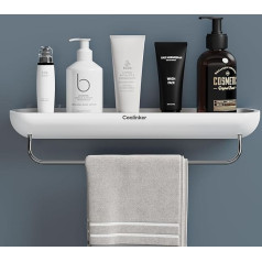 Coalinker Shower Shelf with Towel Holder Bathroom Shelf Organiser No Drilling Adhesive Shower Storage Shelf - Strong Adhesive Shower Shelf Bathroom Wall Mounted Self-Adhesive