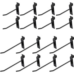 HONESTY Slatwall Hooks, 16 (8 Pieces 10 cm and 15 cm) Display Panel Hooks, Display Perfect Items & Products for Your Room Garage, Metal & Black