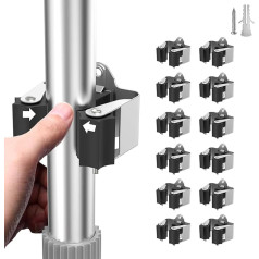 LATERN Pack of 12 Mop Broom Holder, Stainless Steel Broom Holder, Wall Mounted, Animal Mop Brush Hook, Robust Tool Organiser with Non-Slip Silicone Gear, for Kitchen, Cabinet, Garden, Garage