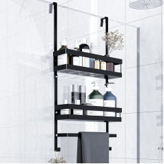 HouseUp Shower Shelf for Hanging, Black, Shower Shelf with 2 Shower Baskets for Hanging, Shower Shelf No Drilling for Glass Shower Doors, Shower Basket, Stainless Steel, Shampoo Holder for Shower