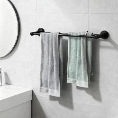 WJUAN Extendable Towel Rail 43-72 cm, 304 Stainless Steel Double Bars Design, Black for Bathroom/Kitchen/Hotel
