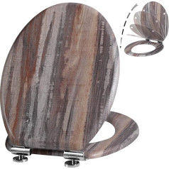 Angel Shield Molded Wood Toilet Seat Quiet Close Quick Release Adjustable Hinges 45cm x 37cm Oval Fits EU Floor Mounted Toilet (Board)