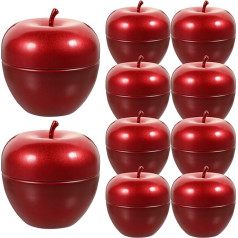 BESTonZON Pack of 10 Apple Food Containers Tea Container Storage Jars with Lid Tea Leaves Canister Small Red Apples Container for Party Favours Tinplate Tea Container Red Sealed Glasses Tea Glass