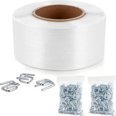 Polyester Packing Strapping (560m, 19mm Width, 725kg Tension) Packing Strapping Buckles (Pack of 200, 19mm)