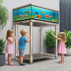 Fischtankständer, Aquariumständer mit Universalrädern, Hochleistungs-Terrarienständer, 2-stöckige Lagerregale, Reptilientankständer, verdicktes Balkonblumenregal(50 * 40 * 60cm)