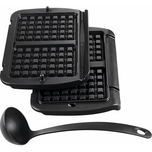 Tefal OptiGrill Waffle Plates, Suitable for OptiGrill+ and Elite Models, Easy Prepared Belgian Waffles, Includes Ladle, Dishwasher Safe, Black, XA7248