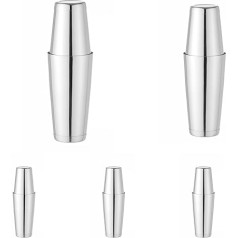 HENDI Cocktail Shaker, BarUp, Tin-on-Tin Boston Cocktail Shaker, Polished Finish, Cocktail Mixer with 2 Weighted Cups: 0.6L & 0.8L, Stainless Steel, Silver (Pack of 5)