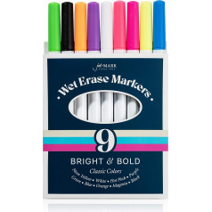 Jot & Mark Feucht abwischbare Marker, leuchtende Farben für sicheres Schreiben auf Glasfenstern, Kunststoffbehältern und transparenten Überlagern.