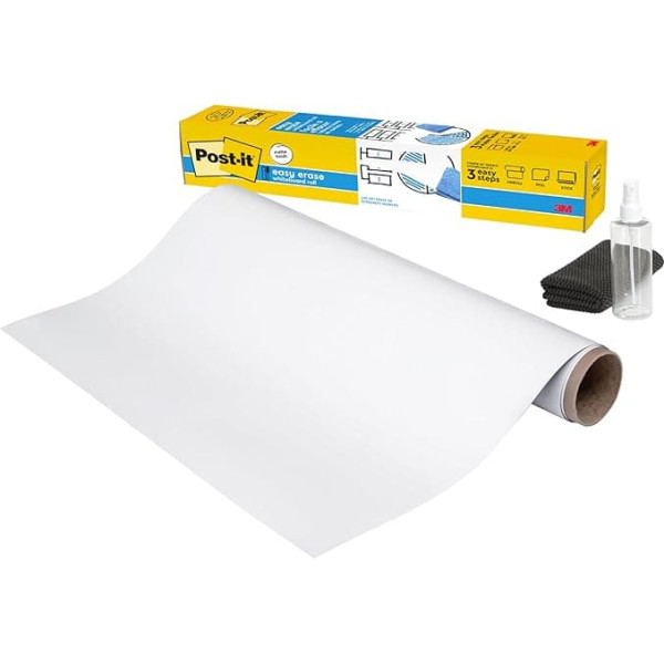 Post-it Easy Erase Whiteboard Surface - White, 91.4 cm x 121.9 cm, 1 Roll/Pack