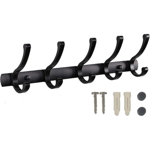 Wandhalterung für Garderobe, Wandgarderobe, 5 Haken, für Kleidung, Tasche, Wandaufhängung, Kleiderhaken, geeignet für Haus, Hotel, Wandgarderobe (5 Haken)